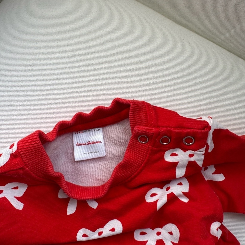 Hanna Andersson Red Bow Dress – Organic Cotton, Size 12-18 Months - Picture 2 of 6